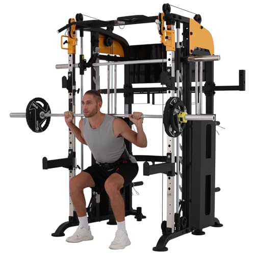 Smith Machine with Lever Arms Pulley Ratio 2:1 Squat Rack Pull Up Bar C56123