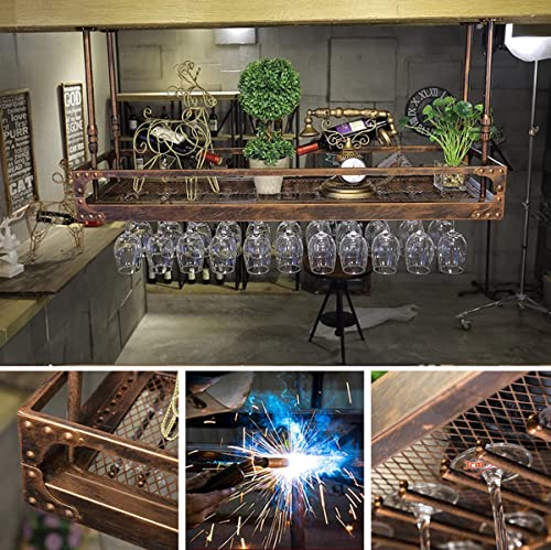 Bronze Metal Wall-Mounted Wine Glass Rack, 80x35cm B72469