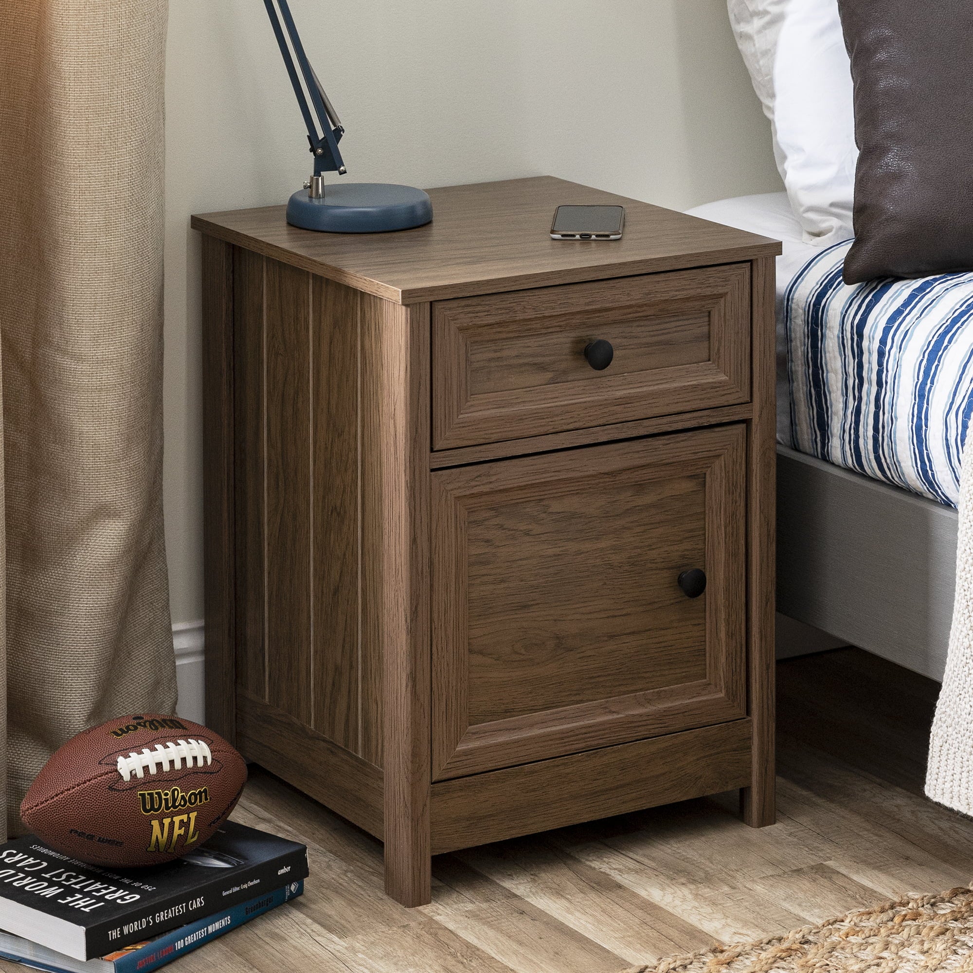 Dark Walnut 1 Door and Drawer Nightstand Z86963