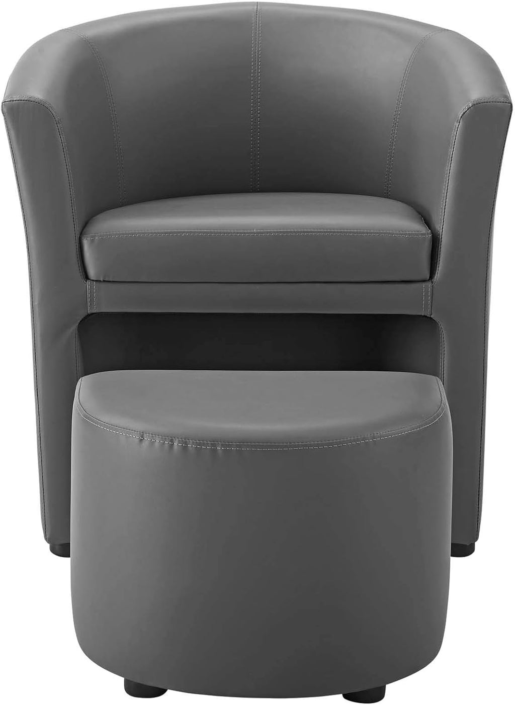Gray Faux Leather Armchair And Ottoman Set Y9839