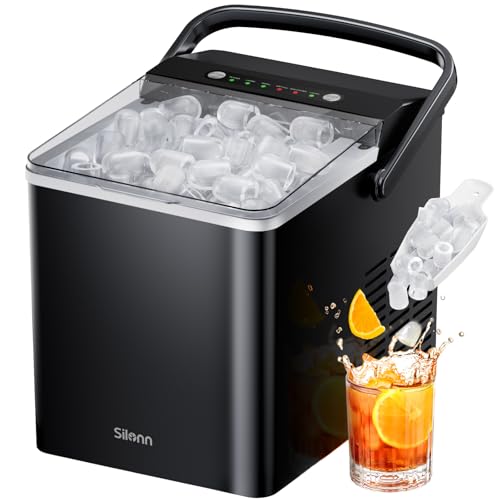 Black Self-Cleaning Ice Machine, 26Lbs/24H, 2 Sizes of Bullet Ice D691660