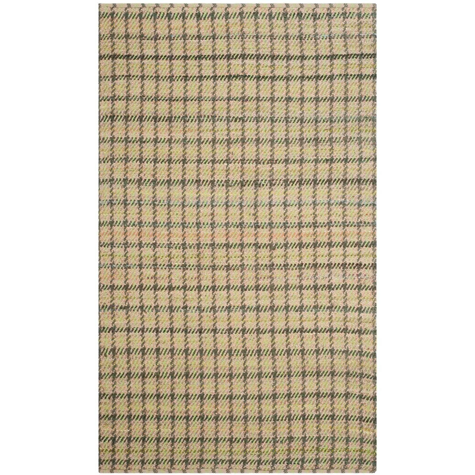 Green/Natural Checkered Geometric Area Rug K430691
