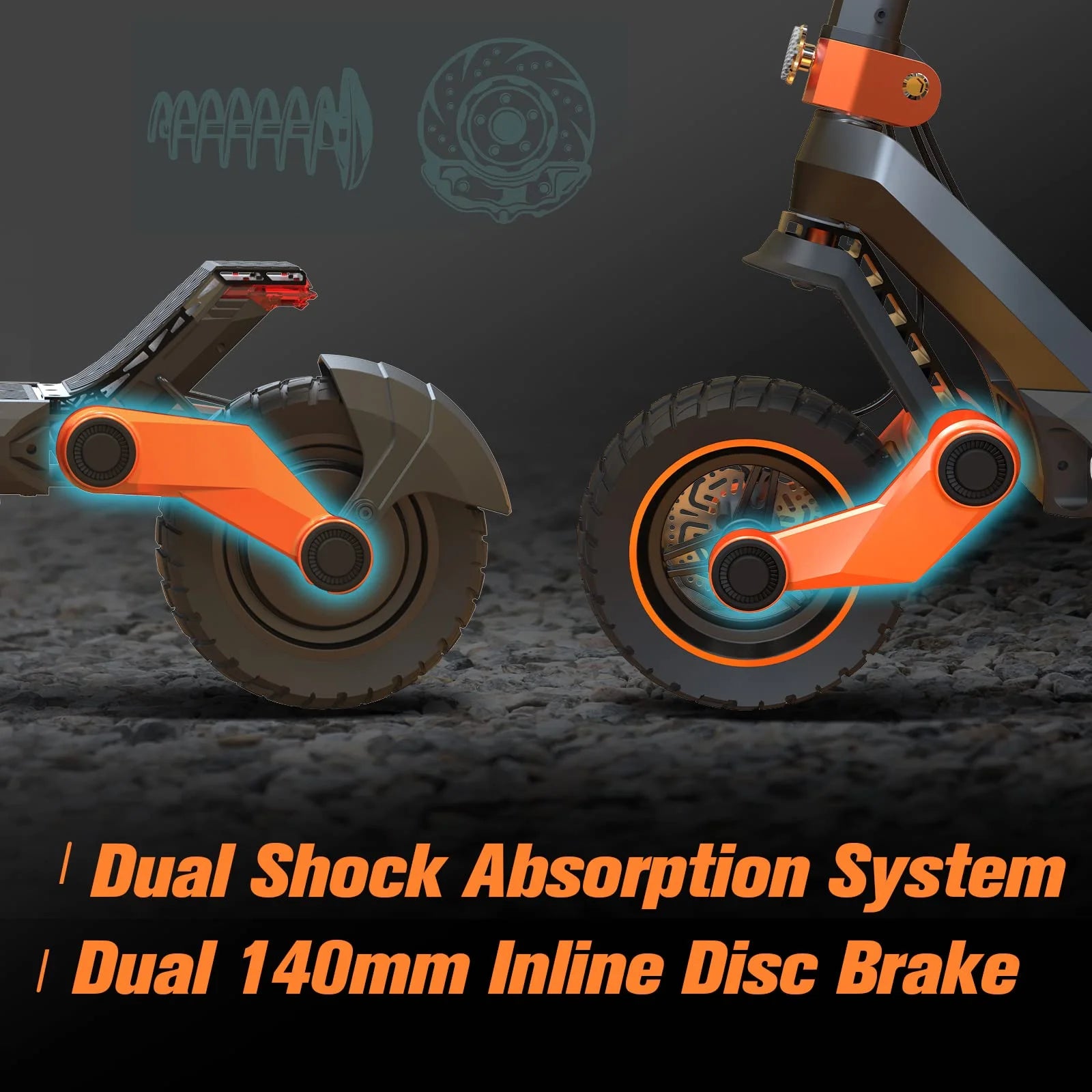 Electric Scooter 1200W Motor 10.5" Off Road Tires 52V/18Ah Dual Brake Folding T779