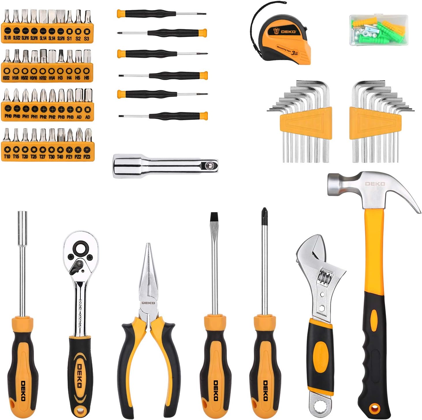 158 Piece Hand Tool Set with Plastic Toolbox Storage Case P421871