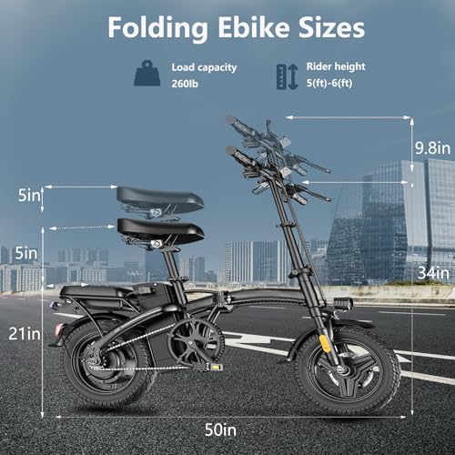 14" Mini Folding Electric Bike with 48V12AH Removable Battery L5387
