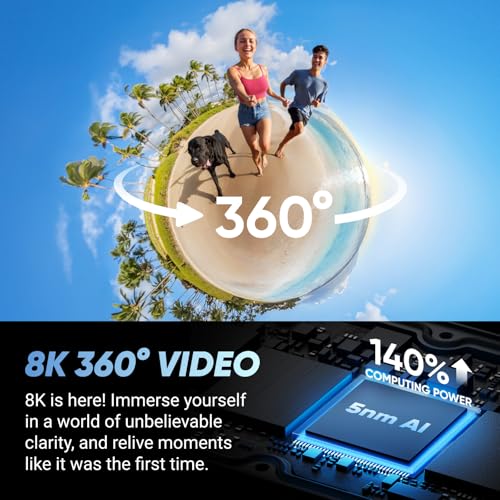 Waterproof 8K 360 Action Camera with Removable Lens Guards C98745
