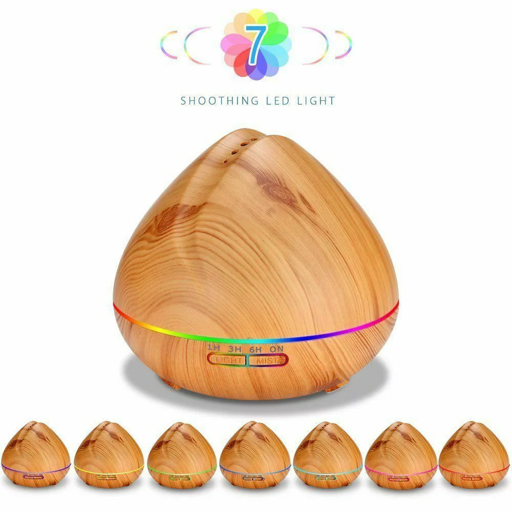 550ml Wood Grain Ultrasonic Cool Mist Aroma Essential Oil Diffuser N4115