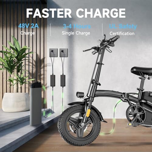 14" Mini Folding Electric Bike with 48V12AH Removable Battery L5387
