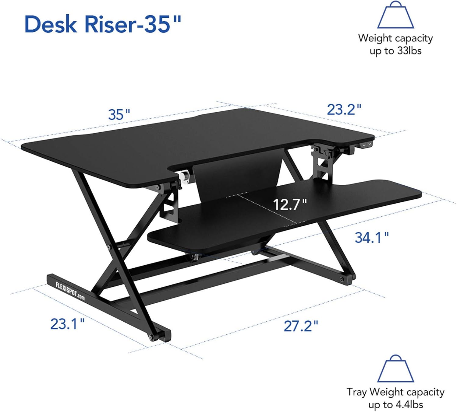 35" Wide Electric Standing Desk Converter with Keyboard Tray X19106