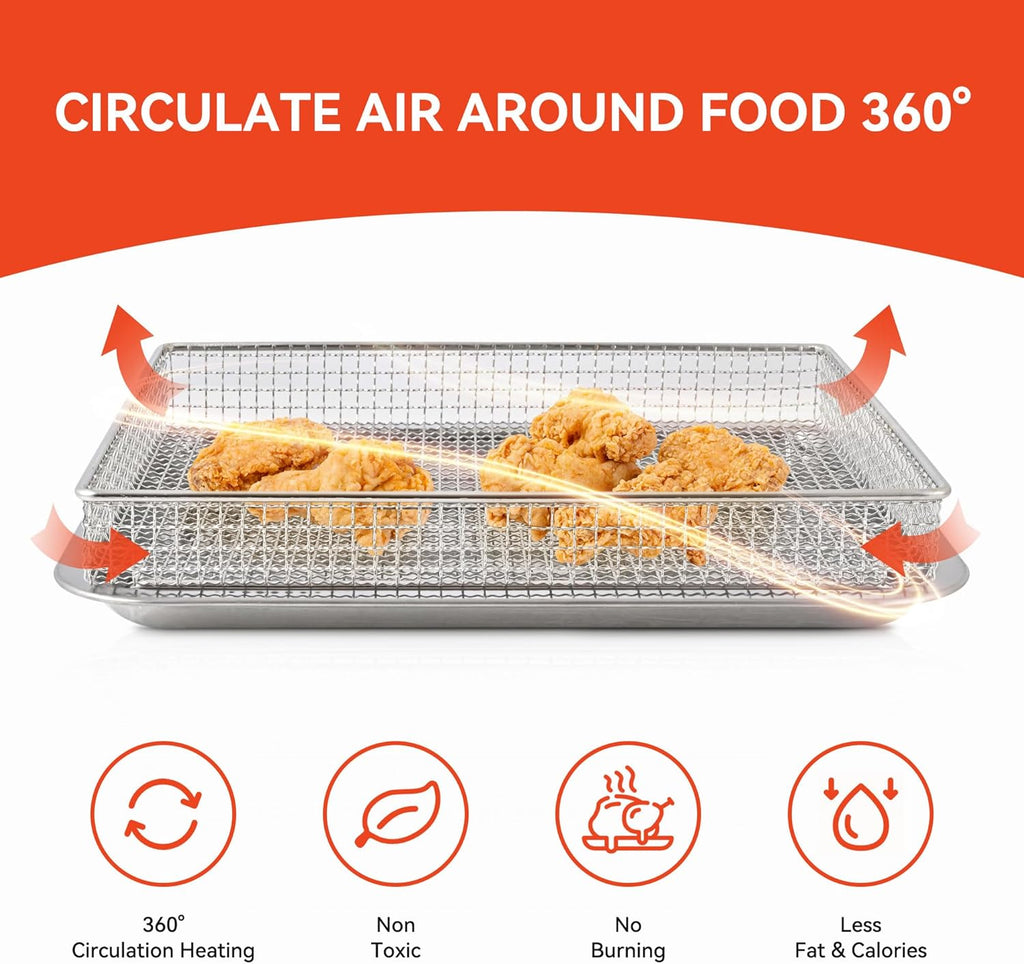 Stainless Steel Air Fryer Basket and Baking Tray (1 Set) I173