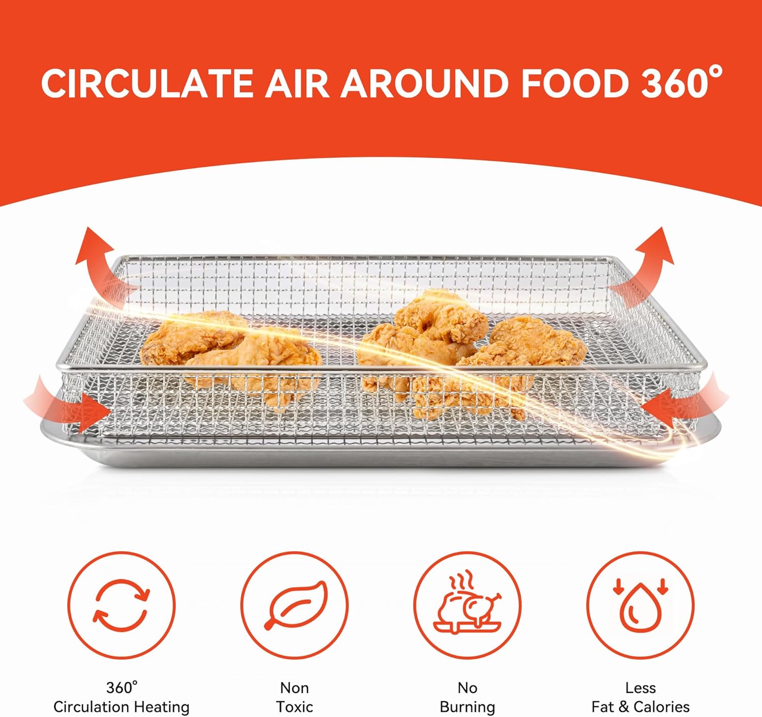 Stainless Steel Air Fryer Basket and Baking Tray (1 Set) I173