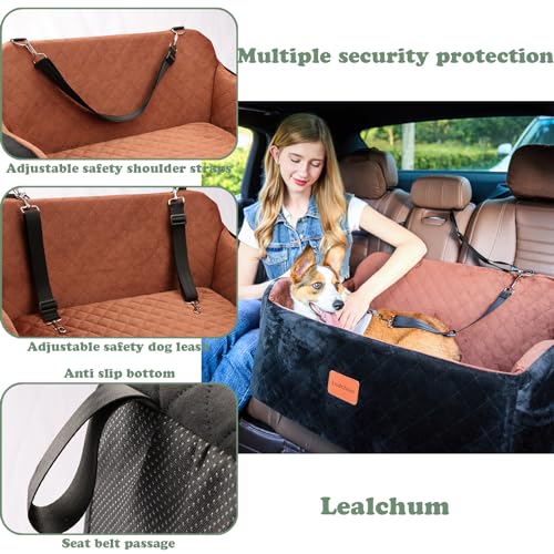 Large Dog Car Seat with Memory Foam Cushion and Storage Pockets (Black) U950707
