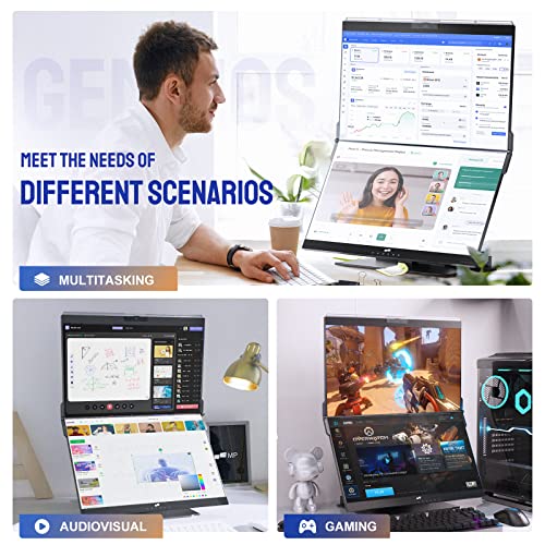 Dual 24" FHD Stacked Desktop Monitors with 1080P Webcam & Speakers, 100W USB-C Charging H1602