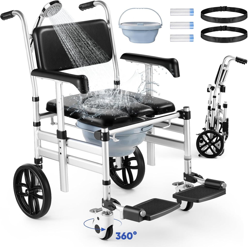 Foldable Aluminum Shower Chair with Wheels L2881