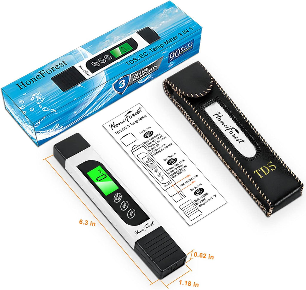 TDS Meter EC Meter Temperature Meter 3 in 1 0-9990ppm A615