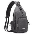 Canvas Sling Bag Crossbody Backpack with USB Charging Port (Dark Grey) E13567