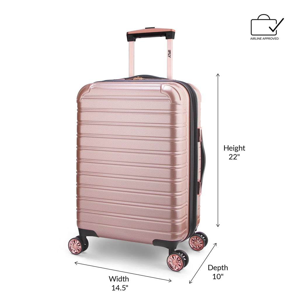 3 Piece Hardside Luggage Set, 20" Carry-on, 24" and 28" Checked, Rose Gold R1993