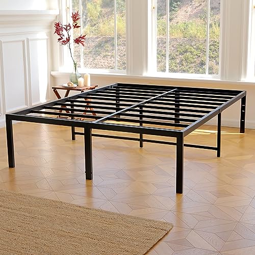 Black 18 Inch Tall Cal King Metal Platform Bed Frame P4825