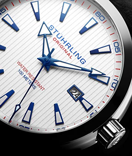 Analog Dial Date Calfskin Leather Band Dress Watch D428146