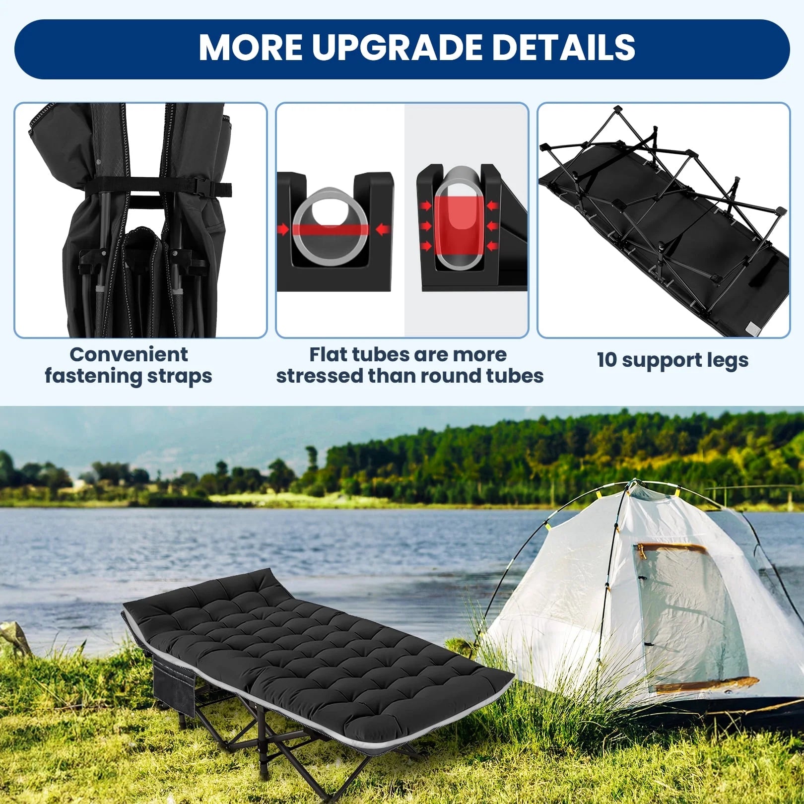 Portable Folding Bed with Removable Thick Mattress and Carry Bag D43670