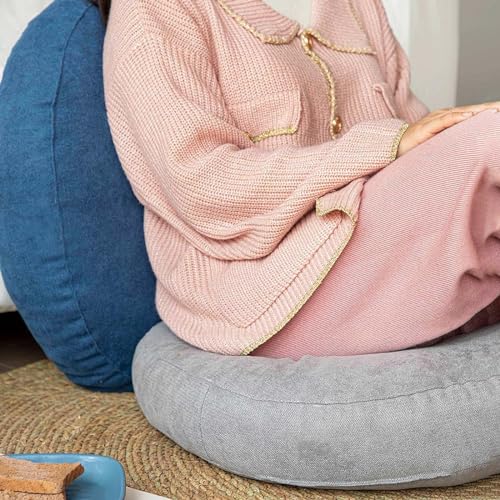 Yellow Large Round Floor Cushion Set of 2 T298