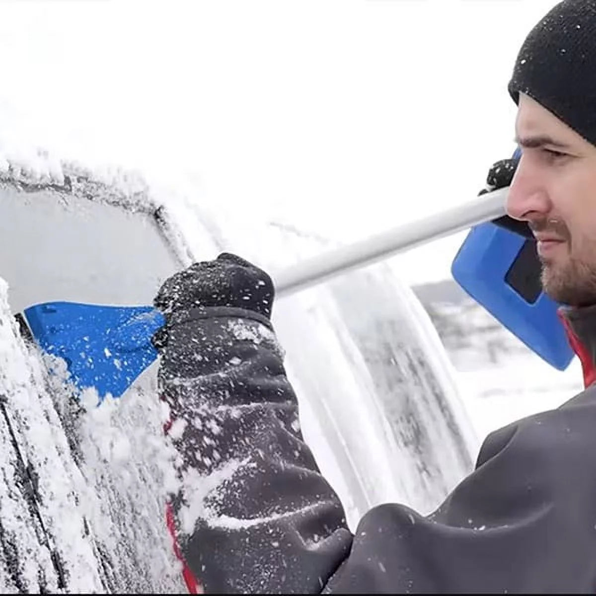 4-in-1 Telescoping Snow Broom with Ice Scraper and LED Lights D5214