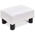 16" Small PU Leather Ottoman with Padded Seat Plastic Wood Legs (Red) R107486