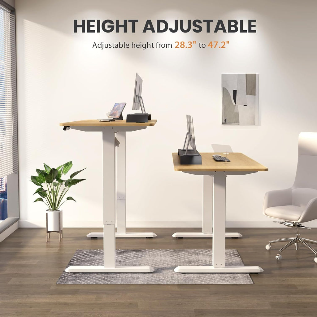 Electric Standing Desk 48 x 24 Inch Adjustable Height Desk with 4 Memory Presets (Maple) K2097