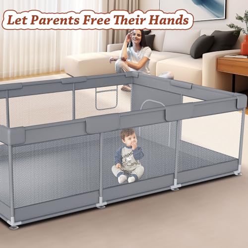 Extra Large 74" x 50" Baby Playpen with Breathable Mesh M116