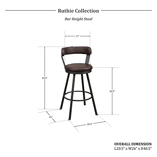 Black Swivel Counter Stool, Set of 2, 25.5" Seat Height F94262