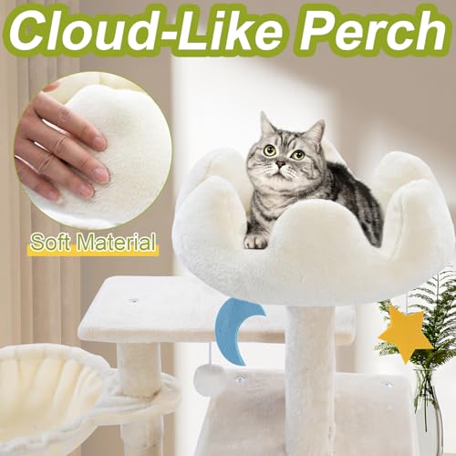 White 40'' Cat Tree Tower with Scratching Post G499