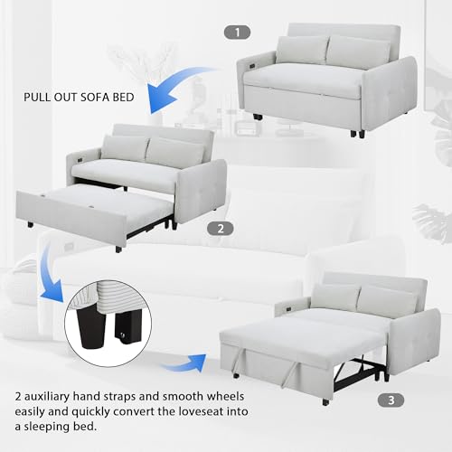 Blue Grey Corduroy 4 in 1 Convertible Sofa Couch Bed K625