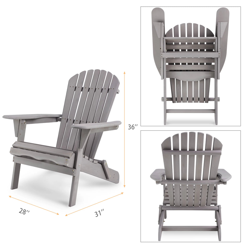 Gray Wooden Folding Adirondack Chair Set of 2 W632829