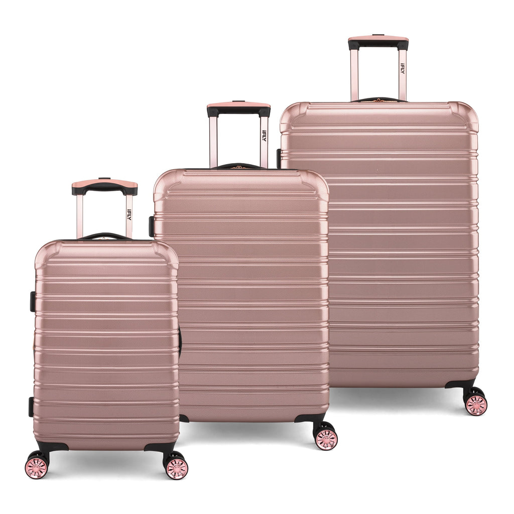 3 Piece Hardside Luggage Set, 20" Carry-on, 24" and 28" Checked, Rose Gold R1993