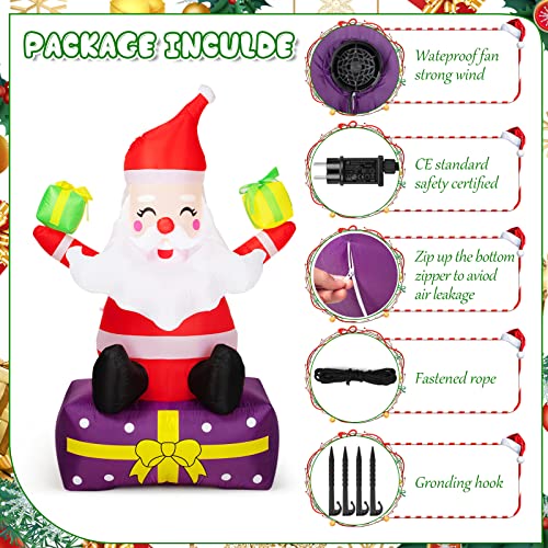 Inflatable Santa Claus with Gift Boxes LED Lights Yard Decor J288