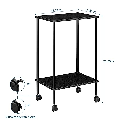 Black 2-Tier End Table Set of 2 with Wheels O4826