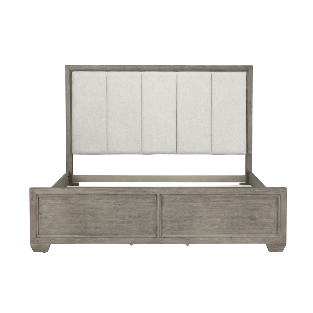Gray Wood Queen Bedroom Set with Dresser, Mirror, Nightstand, and Chest K120