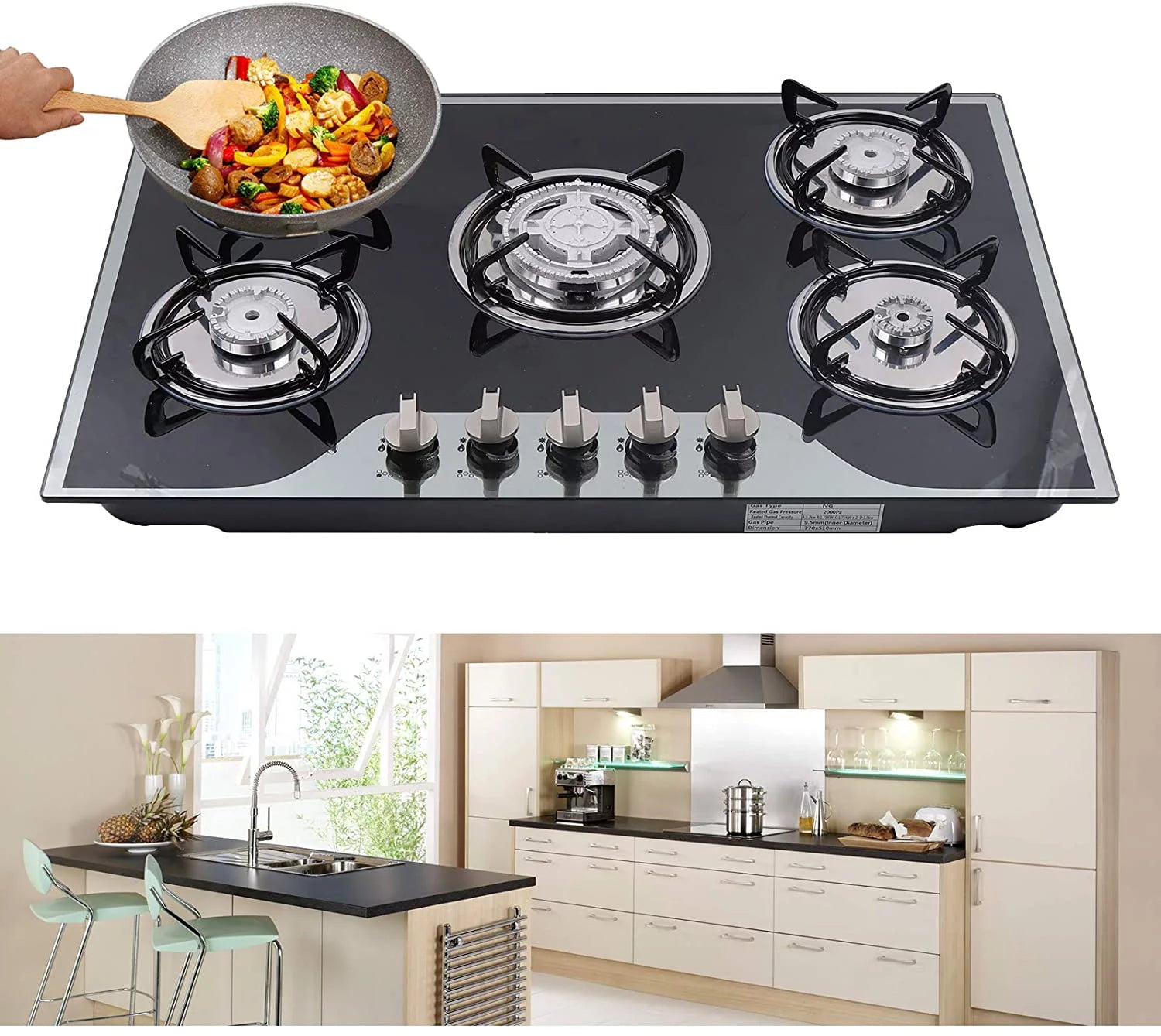 30" 5 Burner Gas Cooktop with Tempered Glass R41714