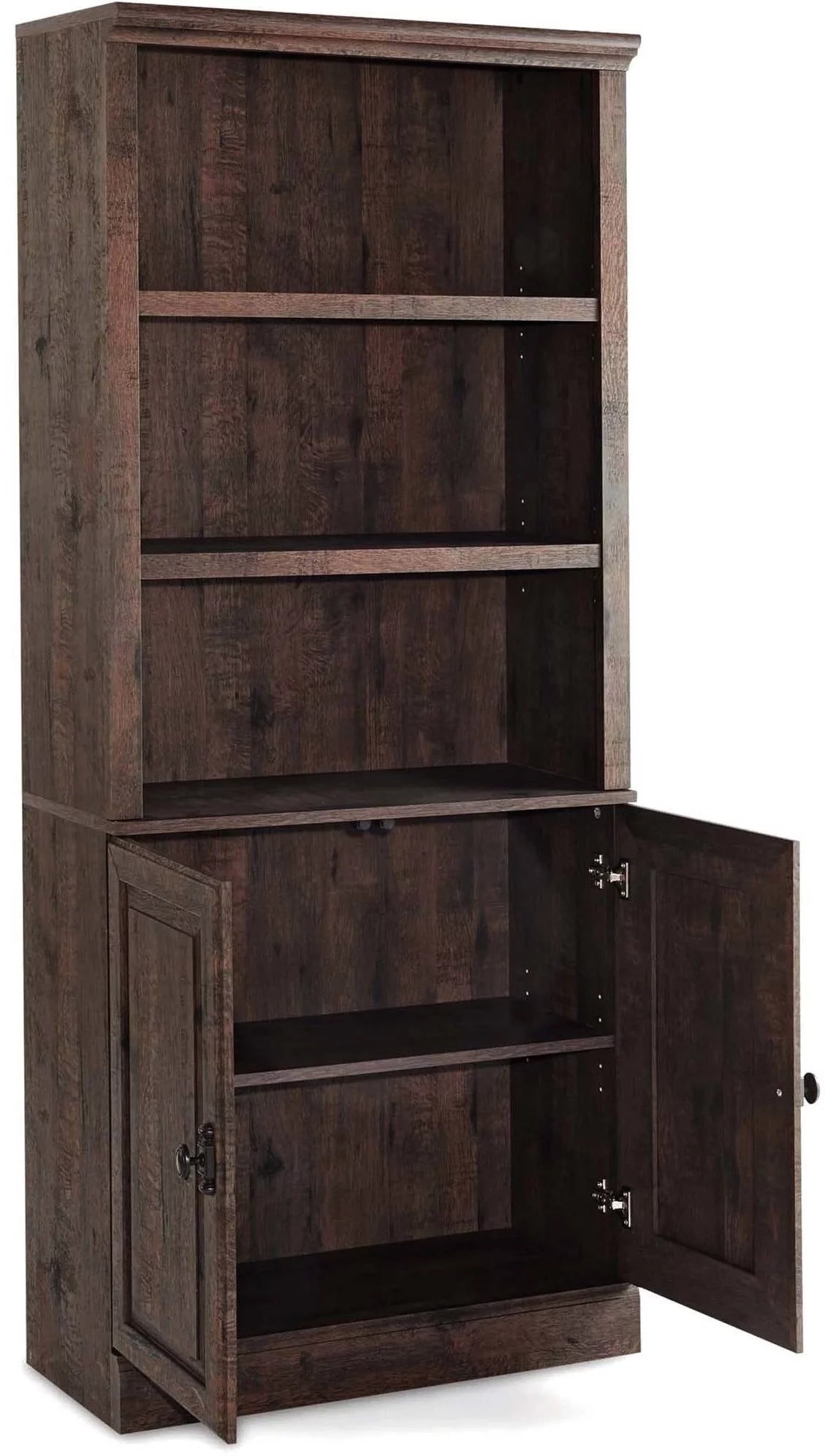 Heritage Walnut Finish 5 Shelf Bookcase with Doors O850609