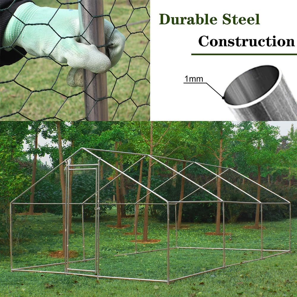 Large Metal Chicken Coop with Waterproof Cover (XL) H81593