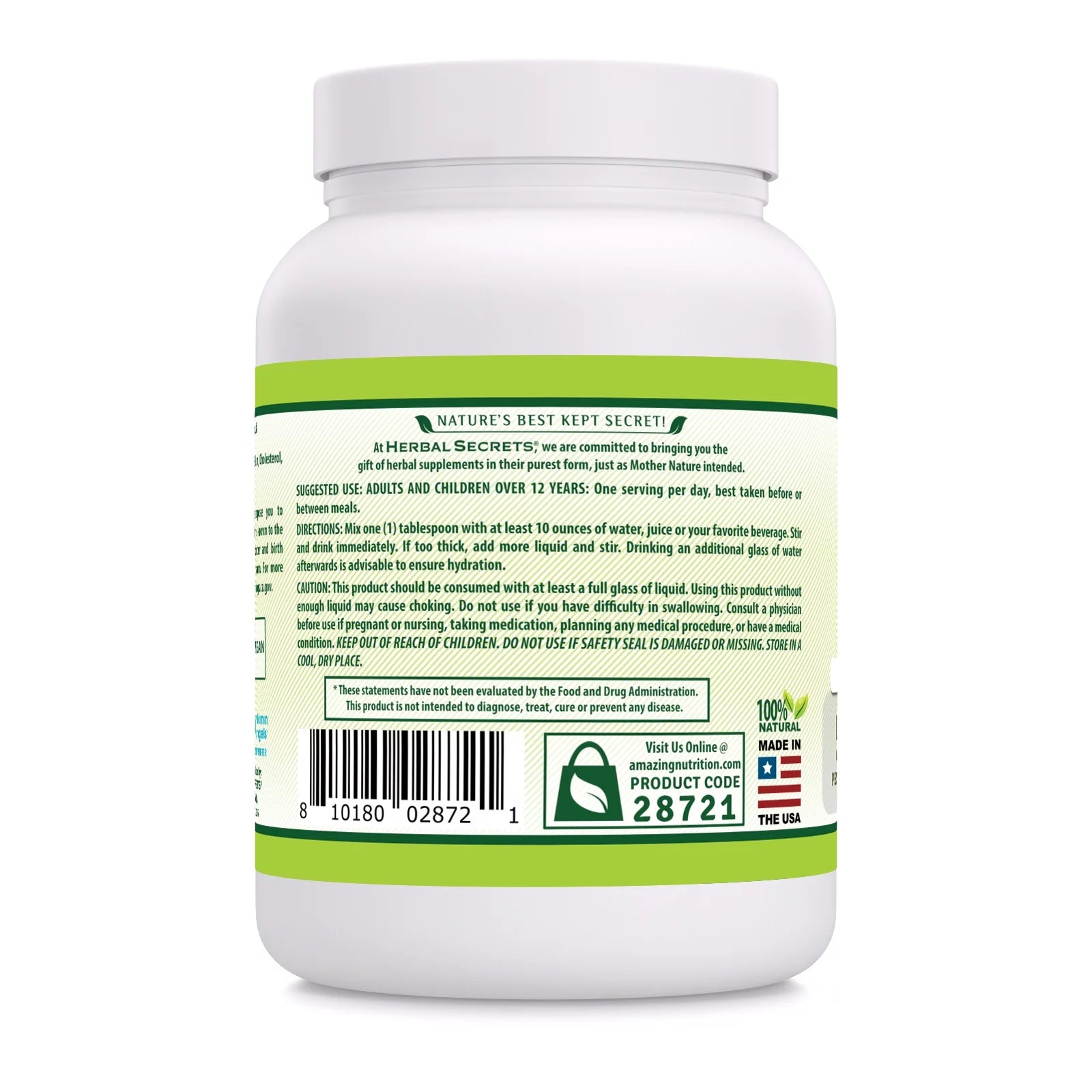 USDA Certified Organic Psyllium Husk 16 Oz J86222