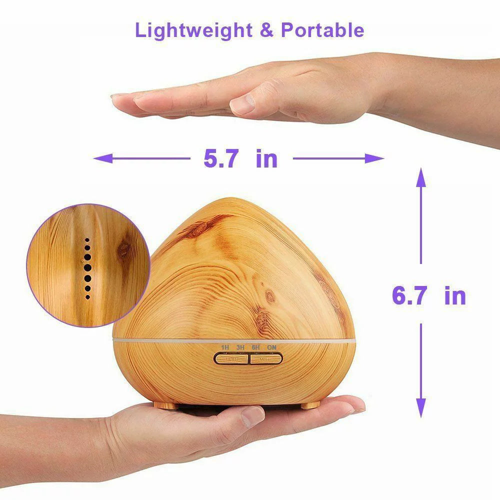 550ml Wood Grain Ultrasonic Cool Mist Aroma Essential Oil Diffuser N4115