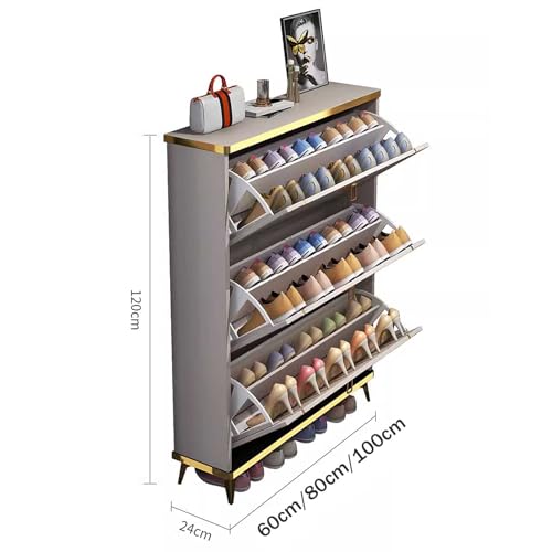 Slim 4 Layer Shoe Storage Cabinet with Flip Down Drawers G20765