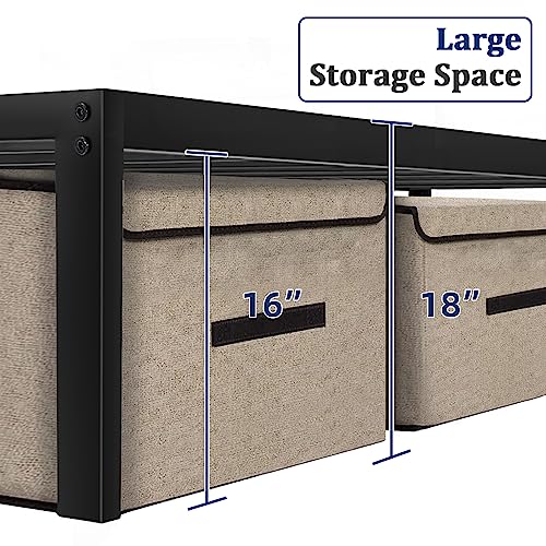 Black 18 Inch Tall Cal King Metal Platform Bed Frame P4825