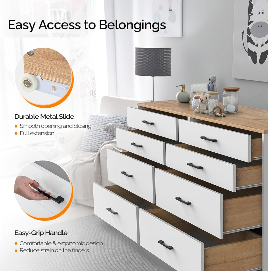 White 8 Drawer Wood Dresser L4277