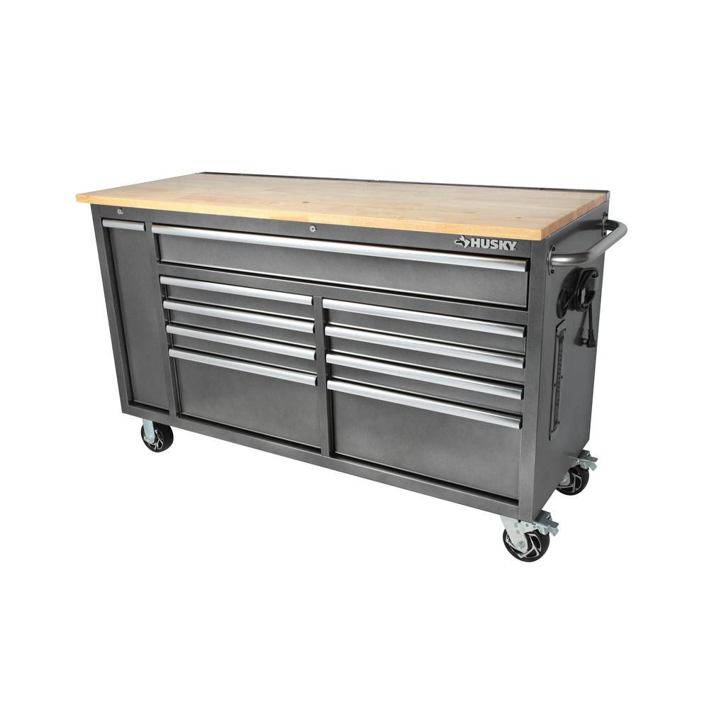 Metallic Silver 10-Drawer Tool Chest Mobile Workbench U624
