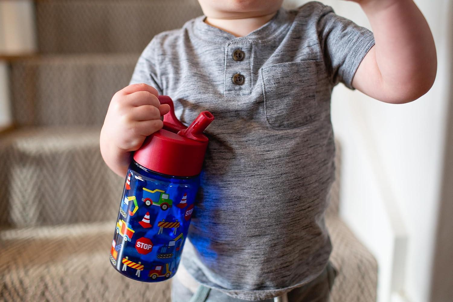 Kids Water Bottle Plastic BPA-Free Tritan Cup with Leak Proof Straw Lid 12oz G2142