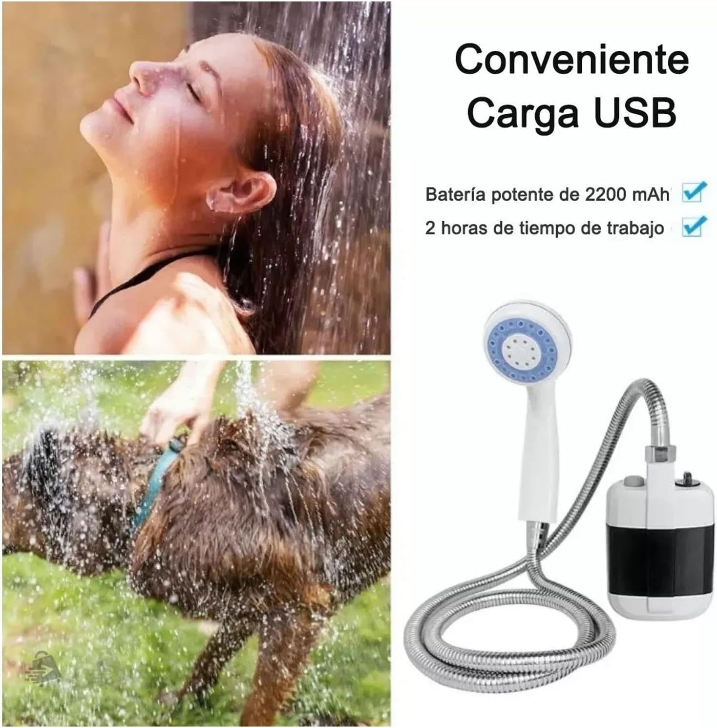 Portable Electric Shower with Battery Powered Pump Shower Head Nozzle S28146