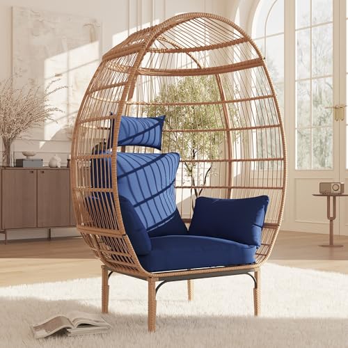 Oversized Wicker Egg Chair with 5 Cushions L157099