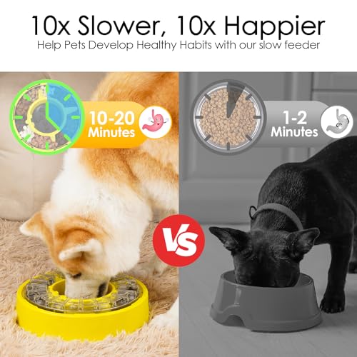 Yellow Dog Puzzle Slow Feeder Bowl D9558